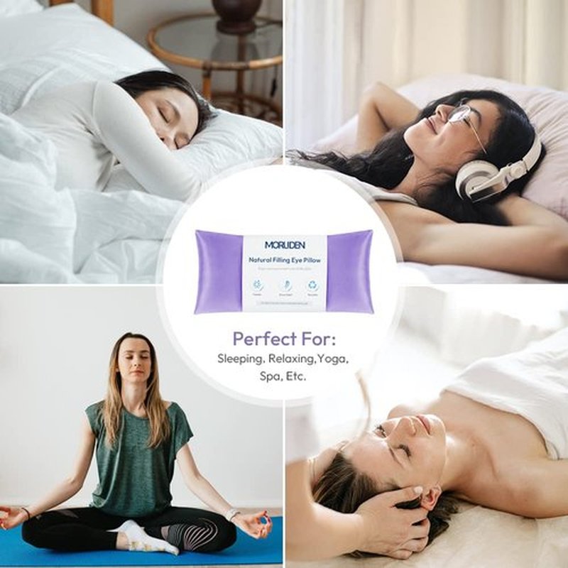 Eye Pillows for Relaxation, Yoga Eye Pillow for Meditation, Microwavable Weighted Eye Pillow for Yoga, Moist Heat & Cold Eye Compress No Scent (Light Purple) - 2 Pack