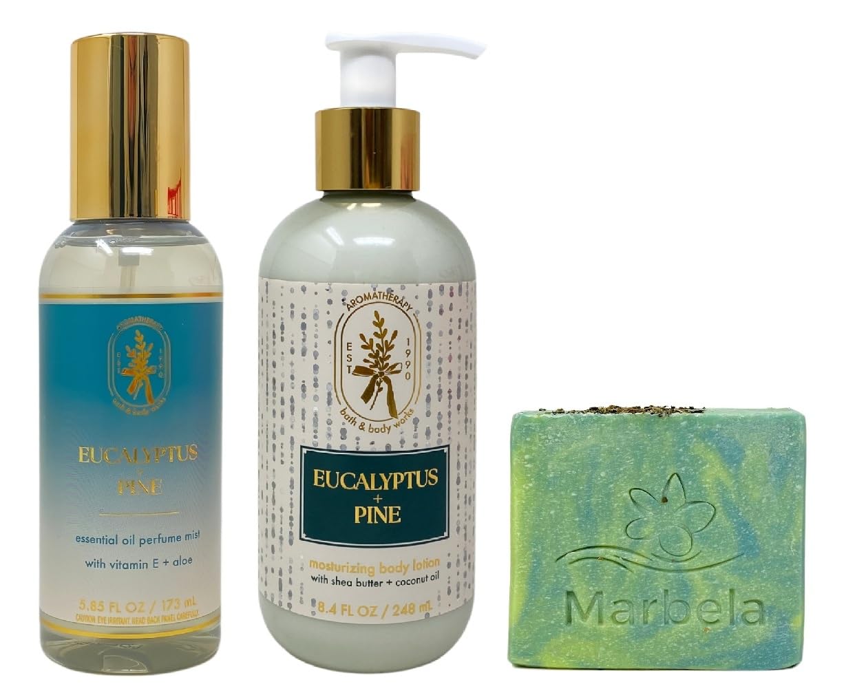 Bath & Body Works Aromatherapy Eucalyptus Pine - Essential Oil Perfume Mist - Mosturizing Body Lotion with a Fresh Forest Bar Soap