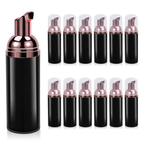 ASEVAT 12 Pcs Empty Foam Pump Bottle, 2 oz Mini Travel Foaming Soap Dispenser for Hand Soap, Lash Cleanser, Shampoo