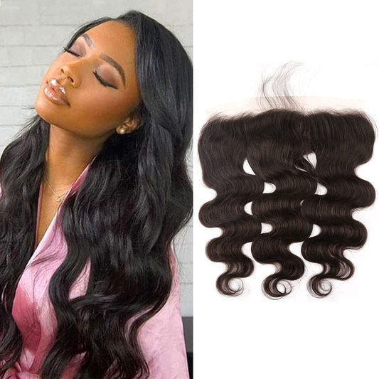 Greatremy Brazilian Virgin Human Lace Frontal Closure with Free Part Baby Hair Ear To Ear Body Wave 13"x4" Density Natural Color 20inch