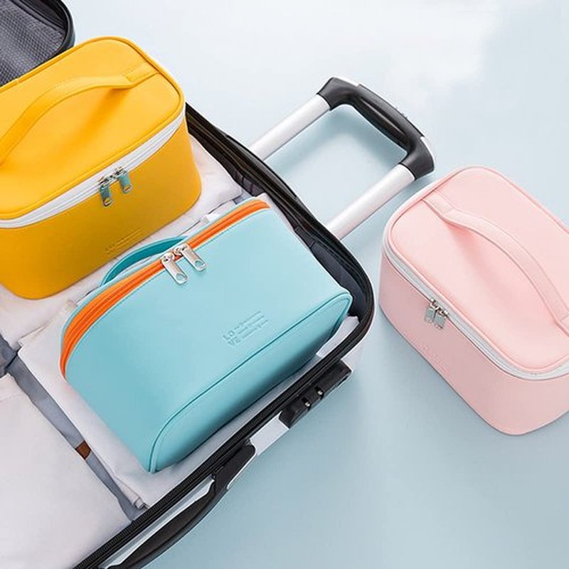 Meiyuuo Makeup Bag Cosmetic Bags Small for Women Ladies Zipper Pouch Makeup Organizer Waterproof Cute (Cyan Blue)