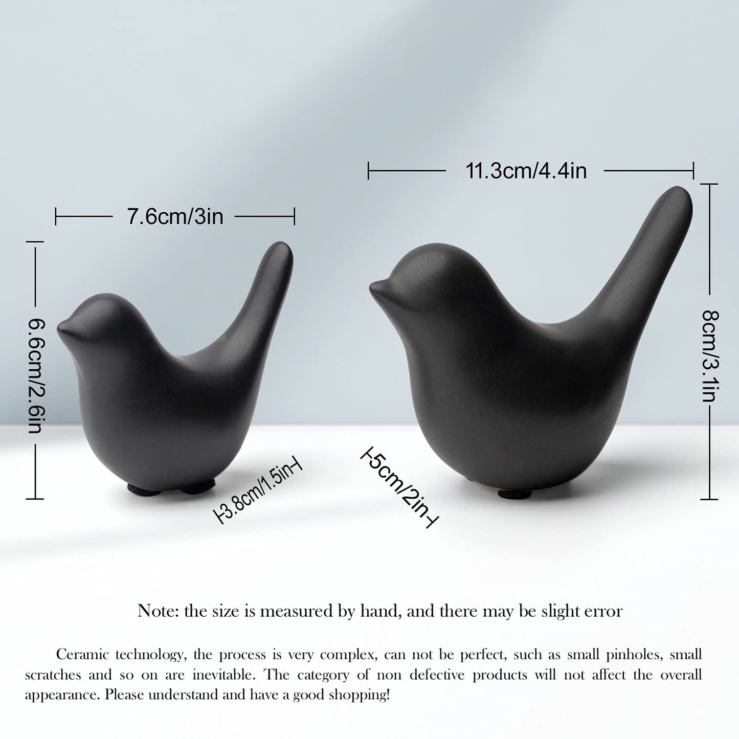 Notakia Small Birds Statues Home Decor Modern Style Decorative Ornaments for Living Room Decor, Bedroom, Office Desktop, Cabinets (Black 2Pcs Birds)