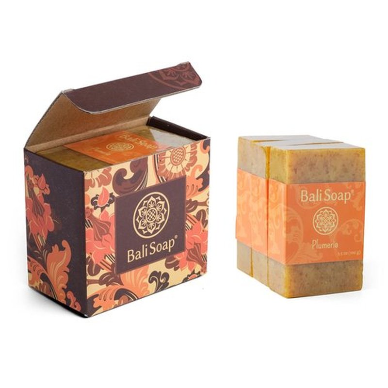 Bali Soap - Plumeria Soap Bar for Men & Women - Natural, Vegan & Handmade Bar Soap - Exfoliating & Moisturizing Bath Soap - Plant Based Glycerin Soap - 3 Pack, 3.5oz Each