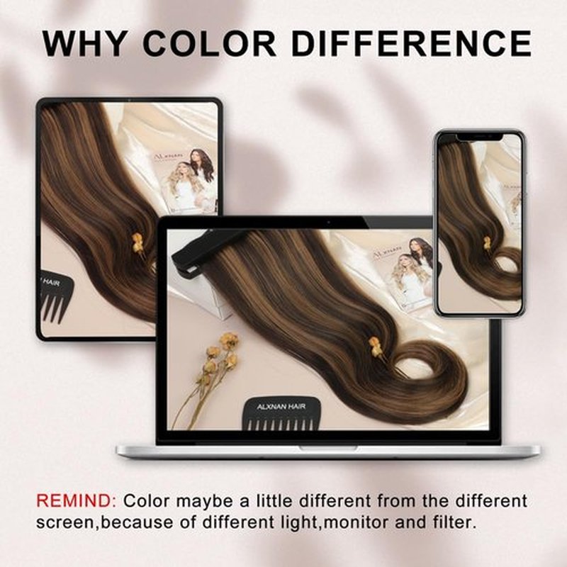 ALXNAN Clip in Hair Extensions, Hair Extensions Thick Long Stright Layered Hair Extensions Medium Brown Mix Caramel Brown 20 Inch Soft Lace Weft Hair Extensions for Women