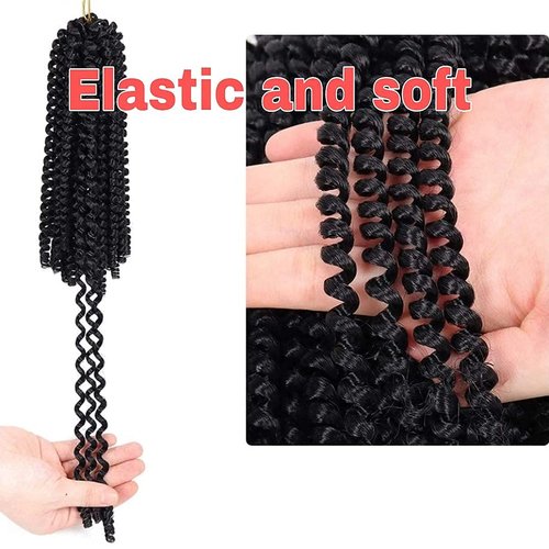 olanyas Spring Twist Hair 8-inch-3 Packs-90 Strands Crochet Hair 1B Braids Synthetic Braiding Hair Extensions Low Temperature Fiber(1B)