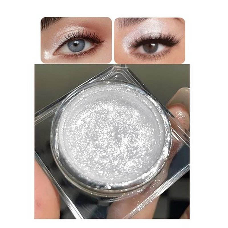 Eyeshadow Single Shimmer, High-Pigment Monochrome Eye Shadow Pressed Powder, Everyday Velvety Silky Eye Makeup Looks, Professional Long-Lasting Waterproof Single Eyeshadow Palette, 01# Sparkle white