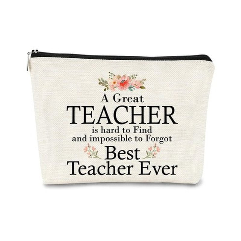 BARPERY Teacher Appreciation Gifts,Teacher Gifts for Women Makeup Bag,Best Teacher Ever Cosmetic Bag,Small Makeup Bag,Travel Makeup Bag,Makeup Bag Organizer