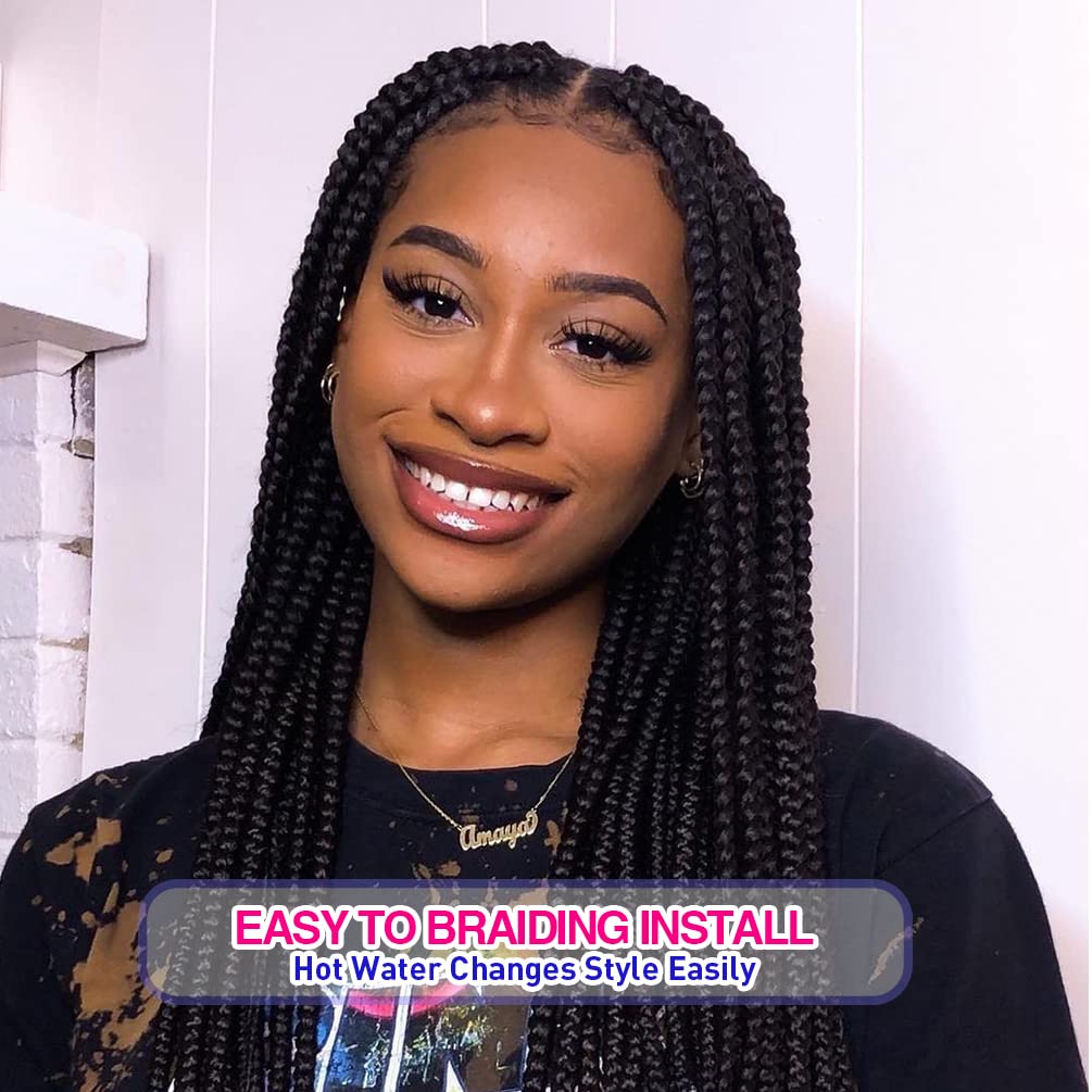 8 Pack Pre Stretched Braiding Hair - 30" 100G/Pack Premium Braiding Hair Pre Stretched Extensions, Professional Itch Free Hot Water Setting Perm Yaki Texture Prestretched Braiding Hair (#1B)