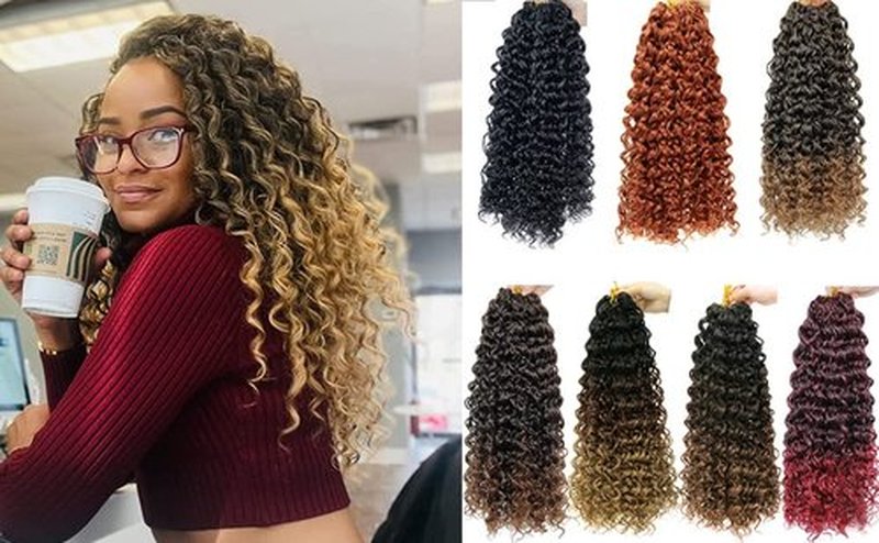 GoGo Curl Crochet hair 18inch Water Wave Crochet hair Ombre Blonde Synthetic Bohemian Crochet Braids Deep Wave Braiding hair Extensions (5Packs,1B/27)