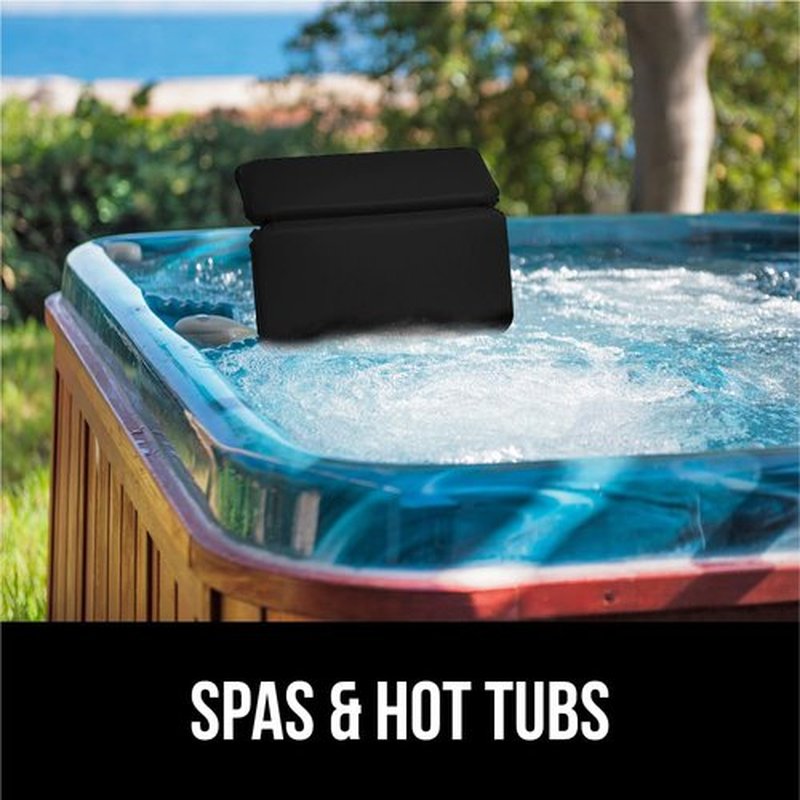 Gorilla Grip Bath Pillow for Tub, Improved Suction Cups, Luxury Bathtub Pillows, Headrest for Neck and Back Support, Relaxing Home Spa, Hot Tub and Bathroom Essentials, Gifts for Women, 2 Panel Black