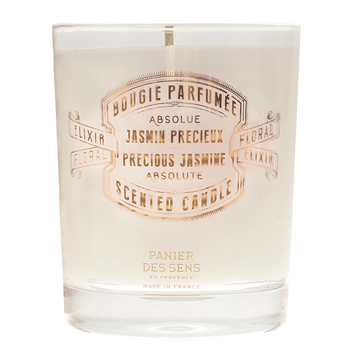 Panier des Sens Jasmine Candle - Hand-Poured in Provence, France - Long Lasting Scented Candles - up to 55 Hours Burn Time - Jasmine Scented Candle - 100% Natural Cotton Wick - 6.3 oz