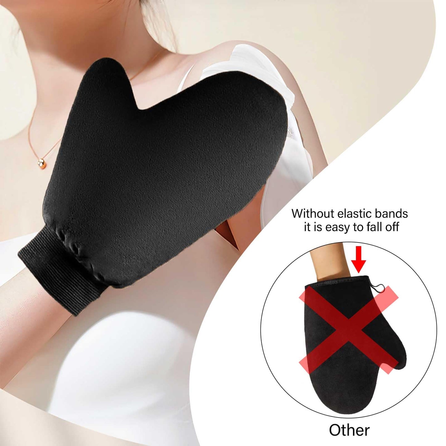 WOBEVB Self Tanning Mitt Applicator Kit, Self Tan Glove, Face Tan Mitt, Back Lotion Applicator, Exfoliating Glove for Self Tanner