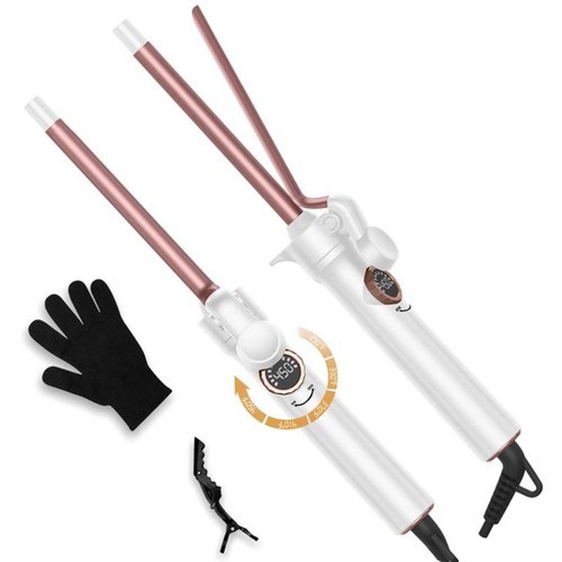 1/2 Inch Curling Iron,Curling Wand for Long Hair,5 Adjustable Temp LCD Digital Control,13 mm Thin Long Barrel Curling Iron Double Voltage 110-240V