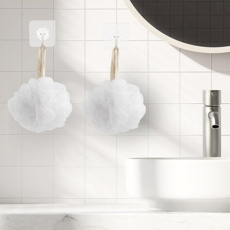 Fu Store Bath Sponges Shower Loofahs 50g Mesh Balls Sponge for Body Wash Bathroom Men Women - 4 Pack Scrubber Cleaning Loofah (50g White 4 Pack)