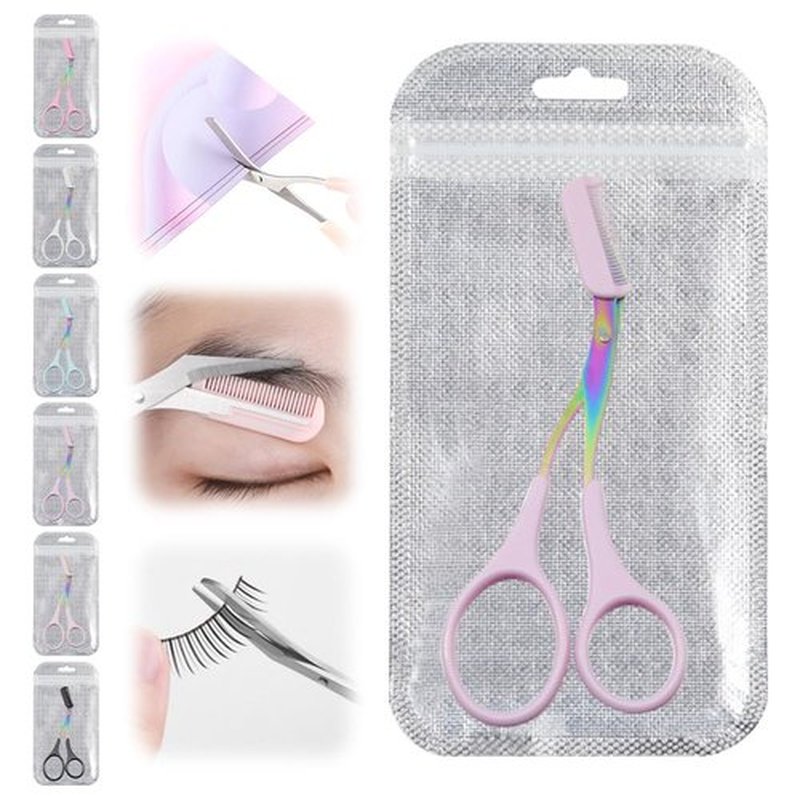 Eyebrow Trimmer Scissor, 2024 New Non-Slip Eyebrow Scissors with Comb, Eyebrow Trimmer for Women Men, Eye Brow Razors Eyebrow Cutter Eye Brow Shaper Trimming Scissors Makeup Tool (Purple)