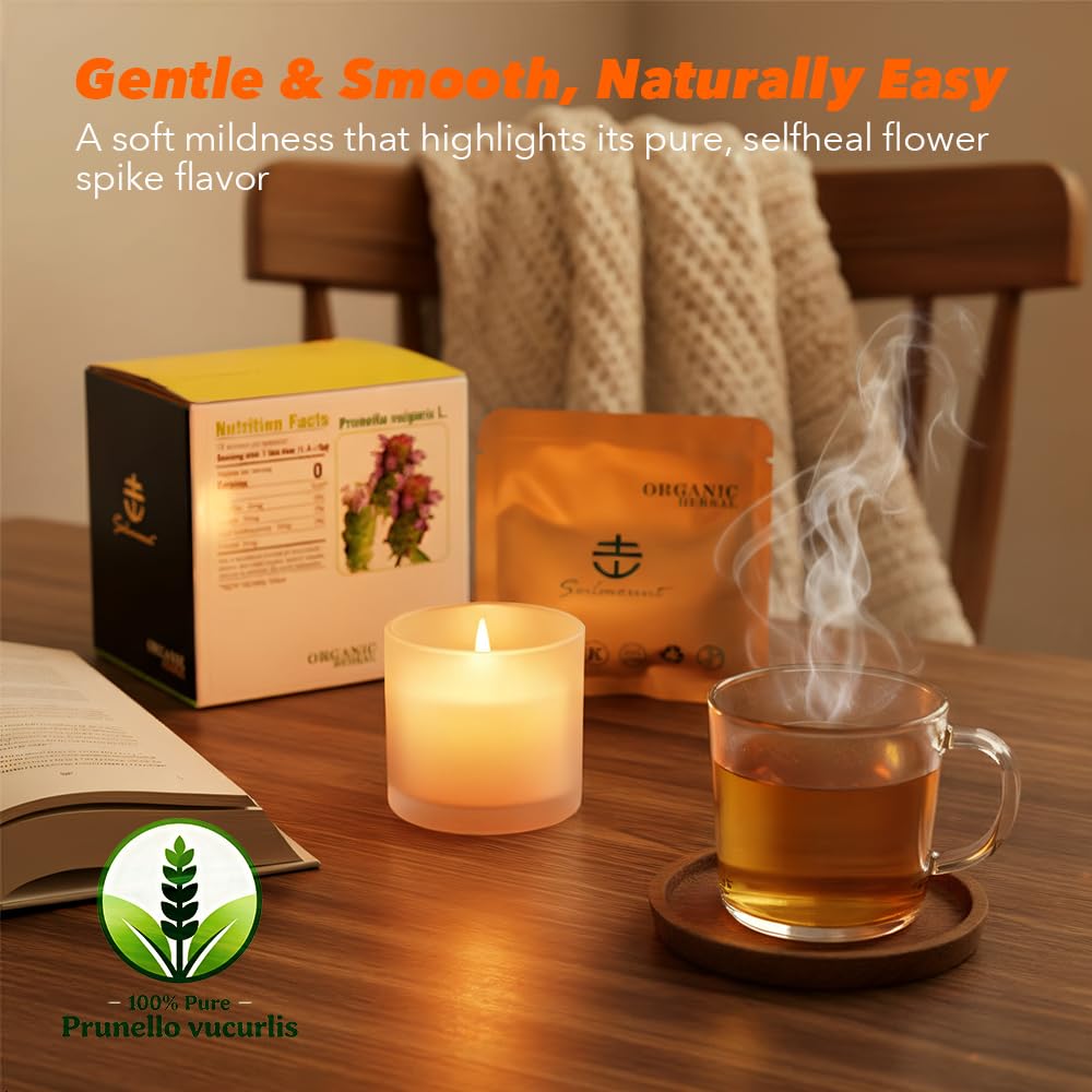 Soilmount - Self-Heal Tea - |Prunella vulgaris|xia ku cao|夏枯草| - Pure Herbal Tea - Natural, Organic, Non-GMO, Clean Ingredients, Caffeine Free (18 Tea Bags, Box 1)