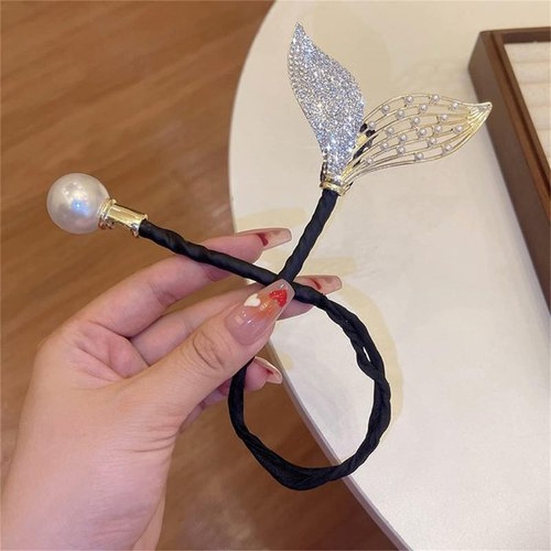 Ins Style Elegant Lazy Hair Curler, French Twist Hair Bun Maker, Lazy Flower Hairpin,Rhinestone Hand-Embroidered Flower Hair Accessory (Fish Tail)