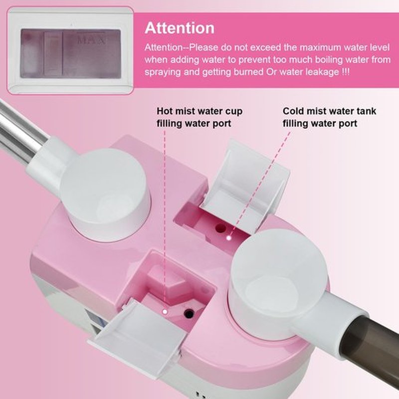 Professional Facial Steamer for Esthetician,2 in 1 Facial Steamer with Hot&Cool Mist, Height Adjustable Face Steamer, Pink Ozone Facial Steamer for Home Salon Spa