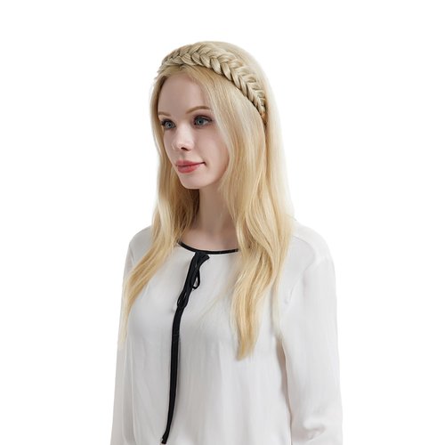 STHEJFB Braid Headband 2 3 Strands combinations Messy Wide Chunky Fluffy Elastic Stretch Hairpiece Braided Headband Women Girl Beauty accessory (Light Brown)
