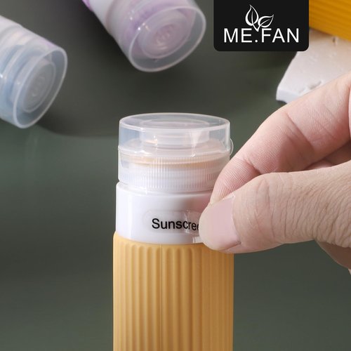 ME.FAN Travel Bottles for Toiletries, TSA Approved 3oz Silicone Travel Size Containers/Portable Split Bottle, Travel Accessories for Conditioner, Shampoo, Lotion - 4 Pack Blue
