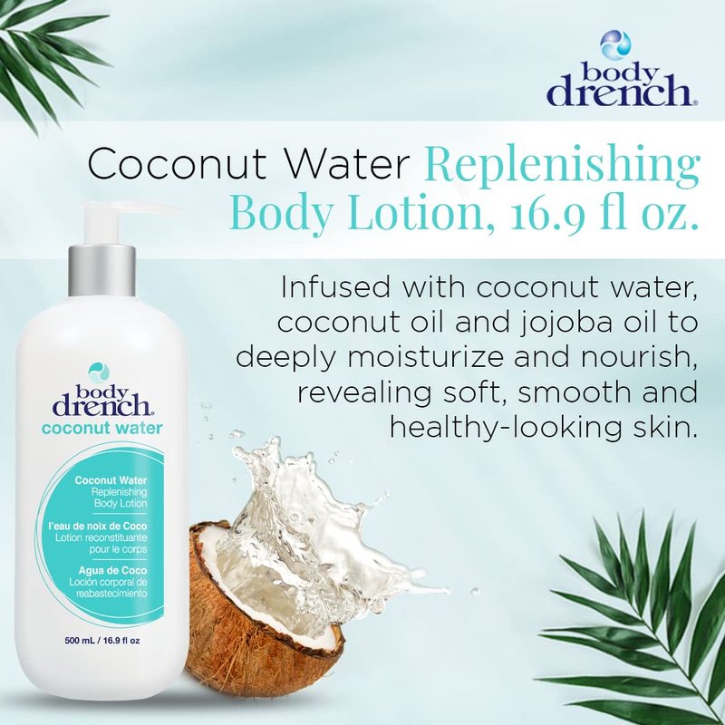 Body Drench Body Lotion for Women, Coconut Water – Hydrating Coconut Lotion for Dry Skin, Moisturizer Skin Care, 16.9 fl oz