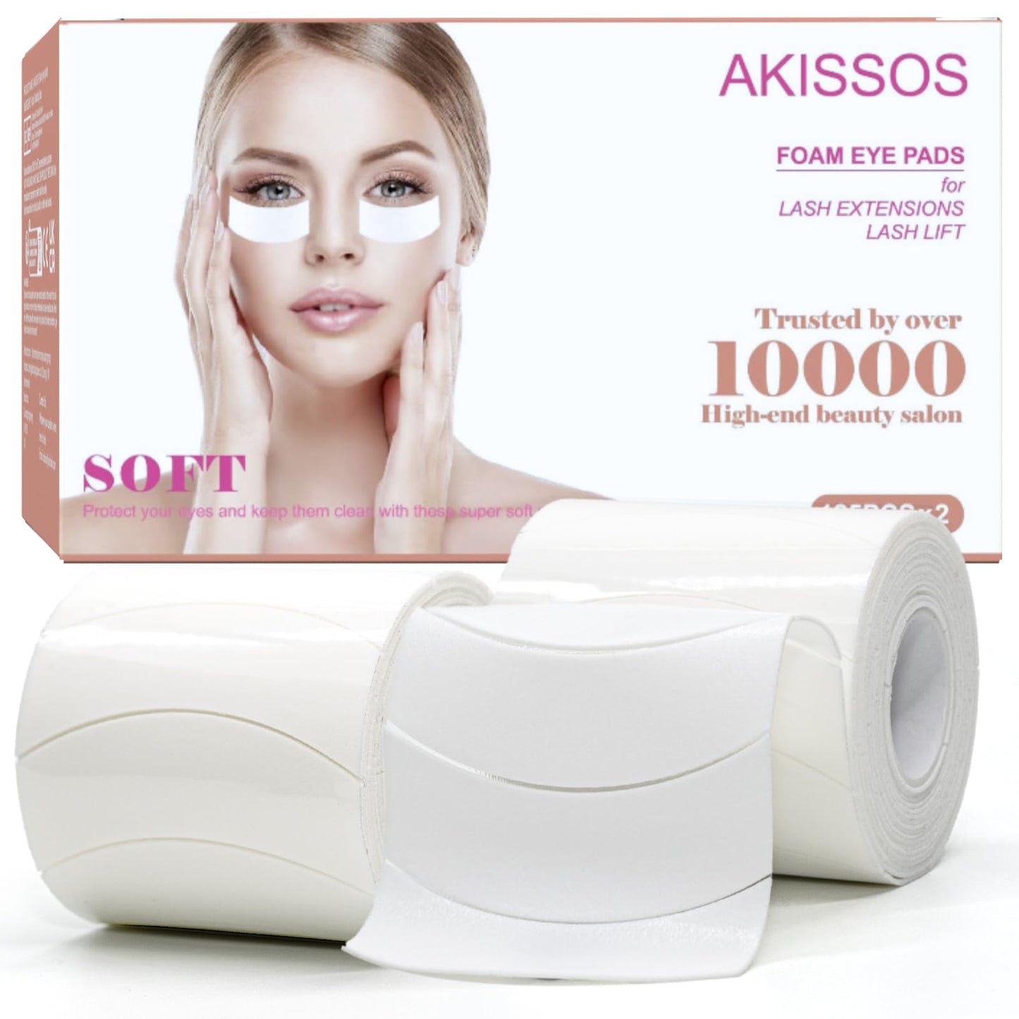 Under Eye Pads for Lash Extensions，Akissos Gen II 250 Pcs Premium Thick Foam Lash Pads, Foam Eye Pads for Eyelash Extensions,Eyelash Patches Non Slip, Eyelash Tape for All Skin & Watery Eyes