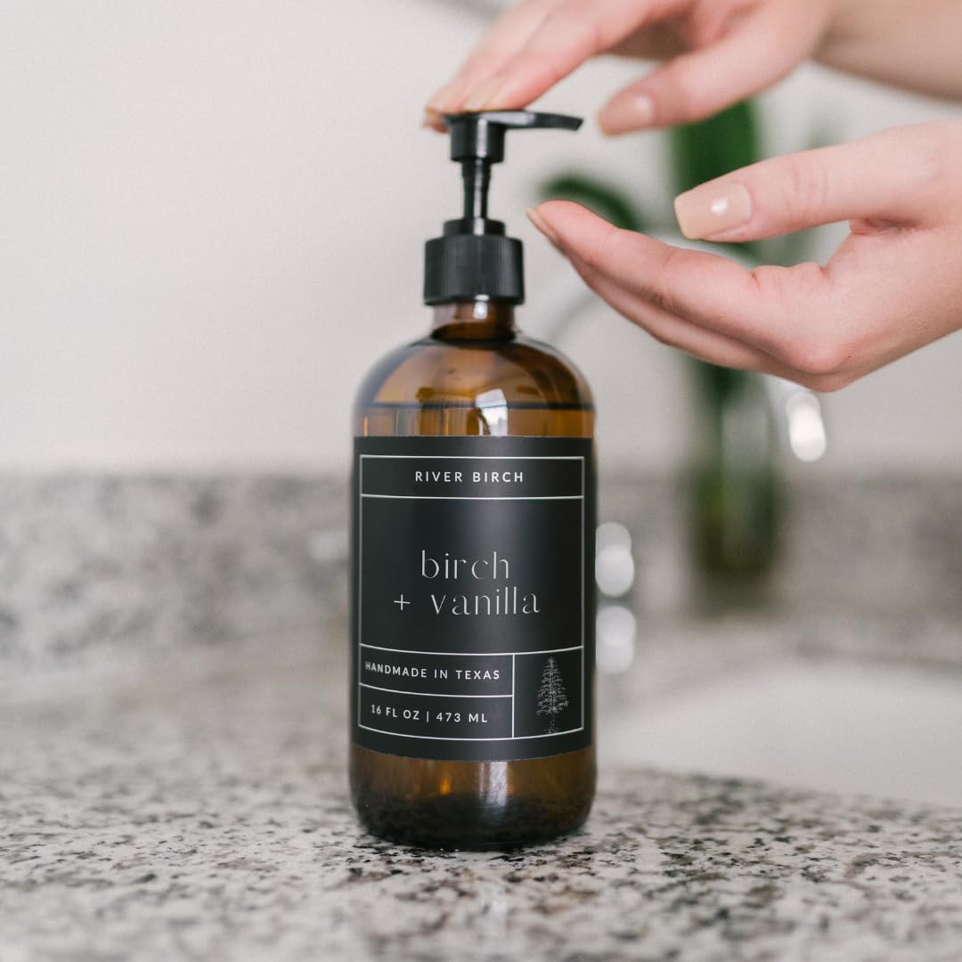 River Birch Birch + Vanilla Scented Natural Hand Soap Refill - Handmade Moisturizing Hand Wash Luxury Scented Hydrating Soap - Vegan and Non-Toxic - 32 Fl Oz