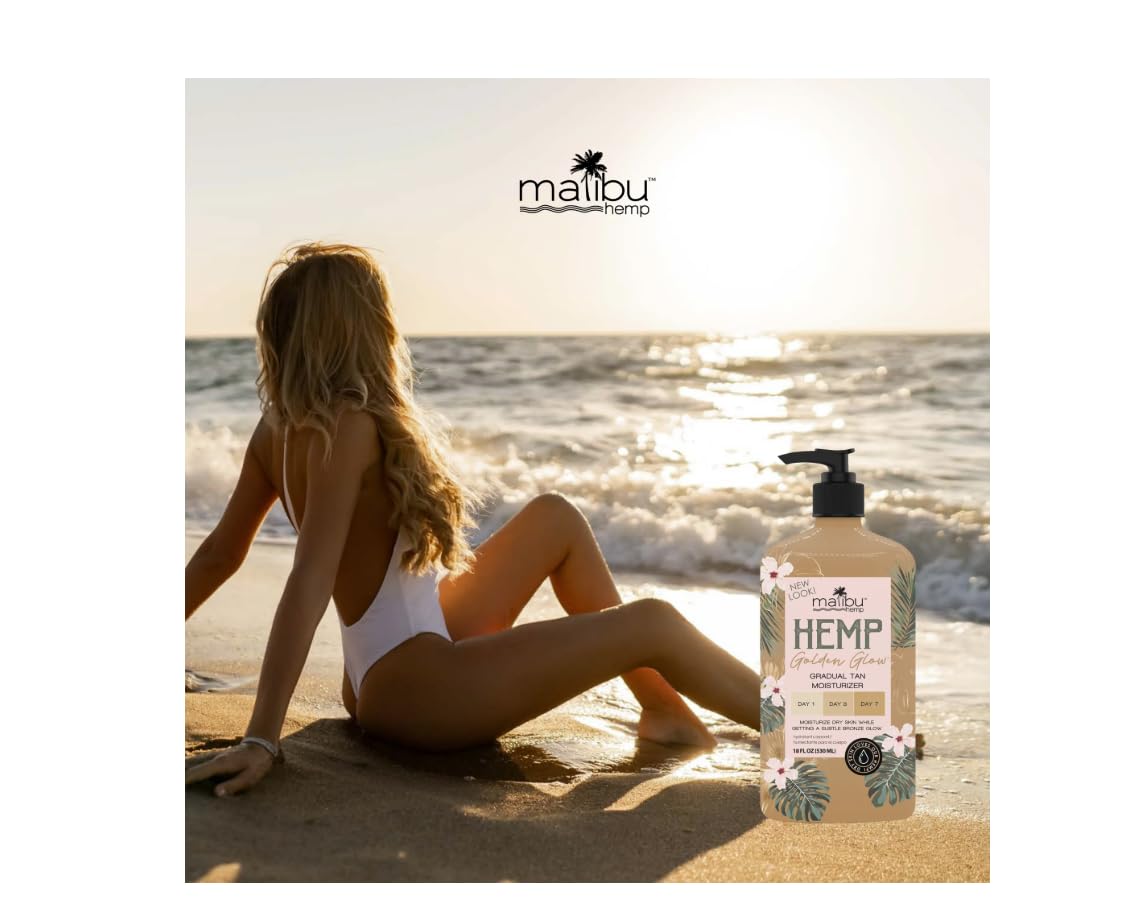MalibuHemp Golden Glow Body Moisturizer for Dry Skin 18 fl oz