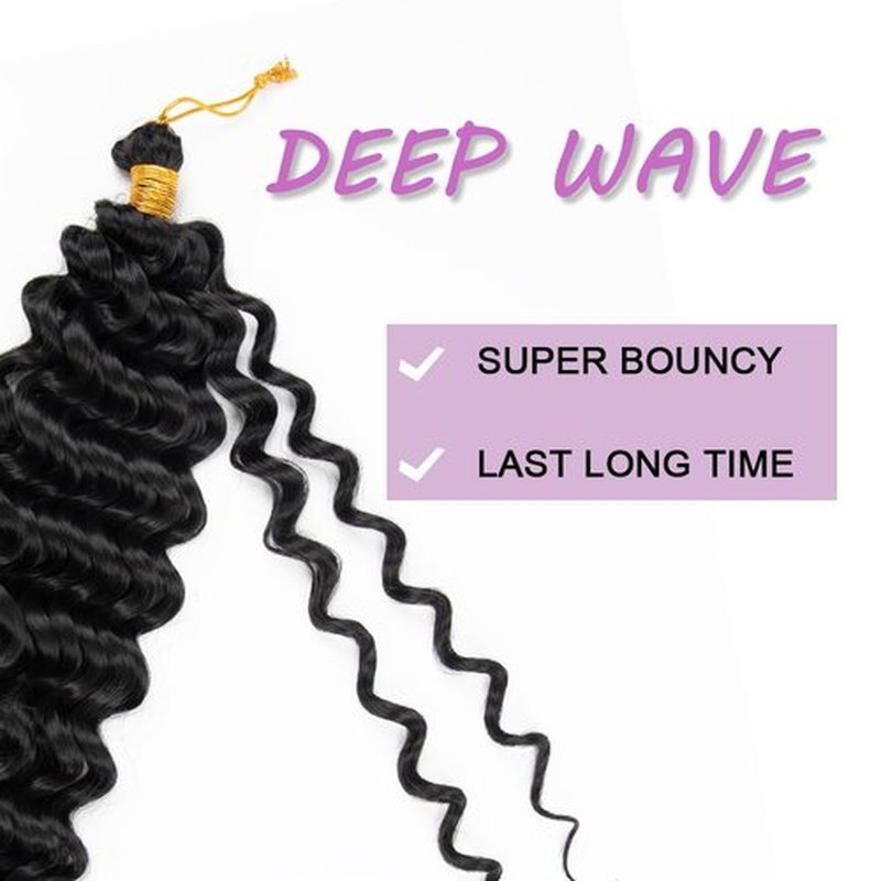 Deep Wave Crochet Hair 24 Inch 6 Packs Ocean Wave Curly Crochet Hair For Black Women Deep Wave Braiding Hair Extensions For For Boho Box Braids (1B, 24inch, 6pack)