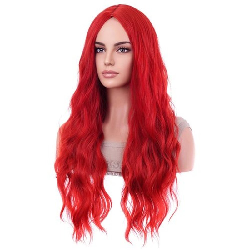 BERON Red Wig Long Curly Wig Bright Red Wig Long Wavy Wig Red Wigs for Women Synthetic Wig for Daily Party