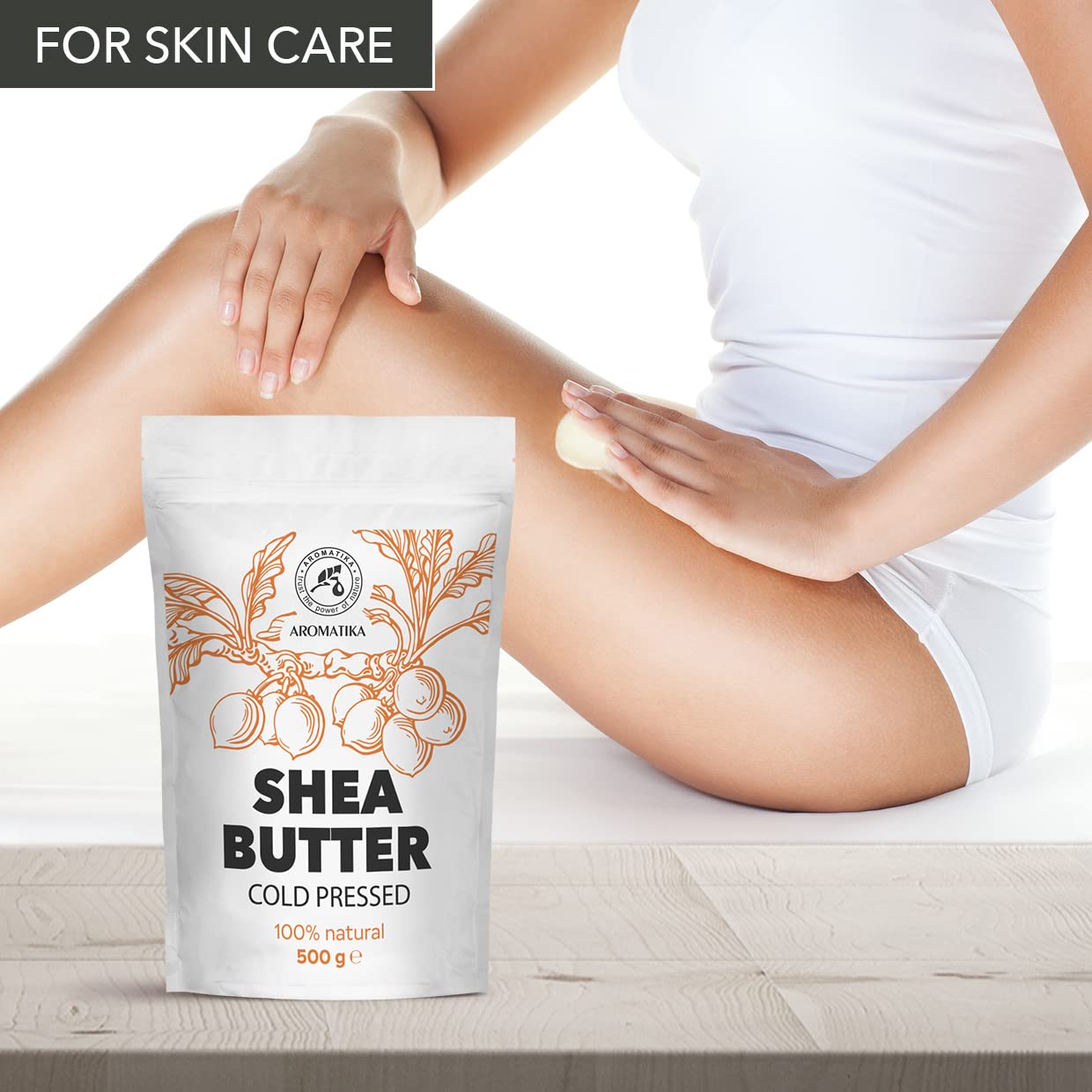 AROMATIKA Shea Butter 17.5 Oz (500g) - Unrefined Raw/Pieces - Africa - Ghana - 100% Pure Shea Butter Body Butter - Cosmetic Grade - for Hair Skin Lip Face Feet Body Care - Massage