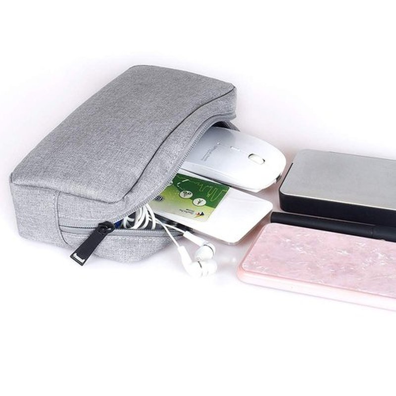 ERCRYSTO Universal Electronics/Accessories Soft Carrying Case Bag, Durable & Light-Weight,Suitable for Out-Going, Business, Travel and Cosmetics Kit (Small+Big-Gray)