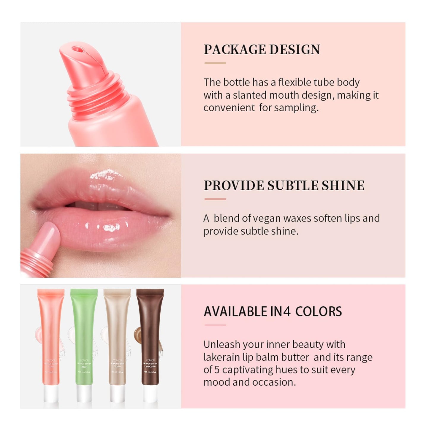 4 PCS Summer Lip Glossy Butter Balm Set, Tinted Lip Balm Long-Lasting Hydrating and Moisturizer, Glitter Lip Glossy Soften Dry Lips and Lip Care, Christmas, Birthdays Gifts for Women and Teen Girls