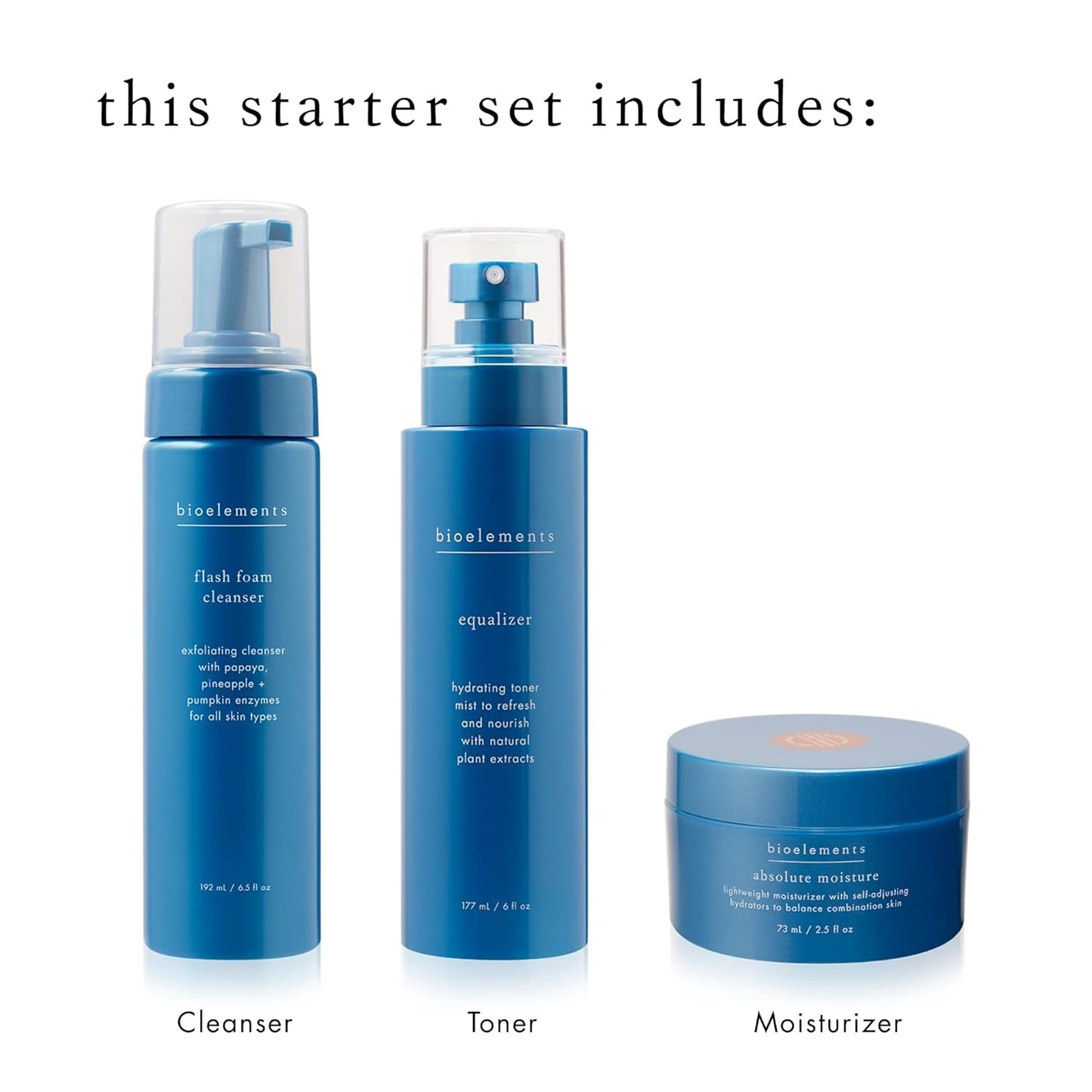 Combination Skin 3-Step Starter Set - Hydrating Cleanser, Toner & Moisturizer