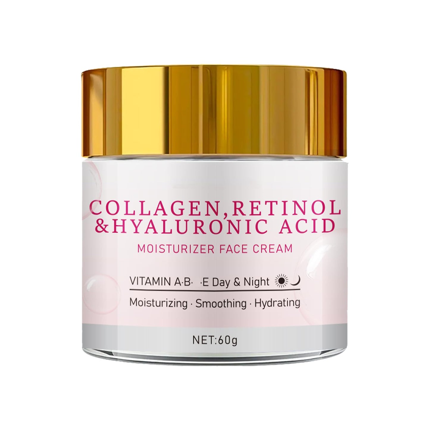Retinol Collagen Cream，Anti-Aging Facial Moisturizing Cream，Long-lasting Hydration & Moisturization，Reduce Fine Lines & Wrinkles，Leaving Skin Smooth，Suitable for All Skin Types，2.14 Fl Oz