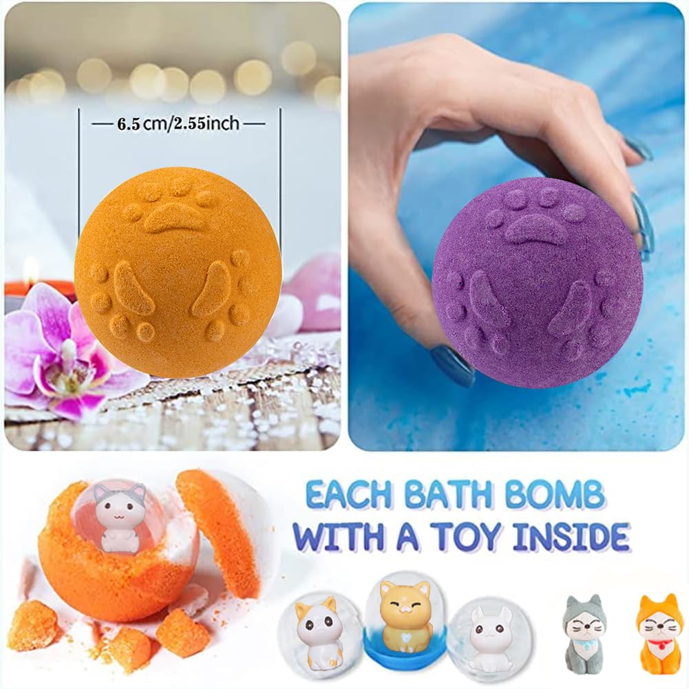 Bath Bombs for Kids with Surprise Inside for Boys Girls Toddlers 20 Pack Kids Bath Bombs Gift Set Organic Bubble with Kitten Inside Natural Handmade Bath Bombs