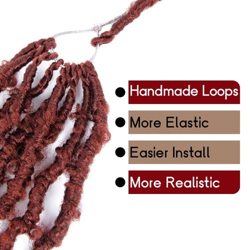 BOHOBABE 18 Inch Light Weight Butterfly Locs Crochet Hair 8 Packs Long Ginger Red Distressed Butterfly Faux Locs Crochet Hair, 350#