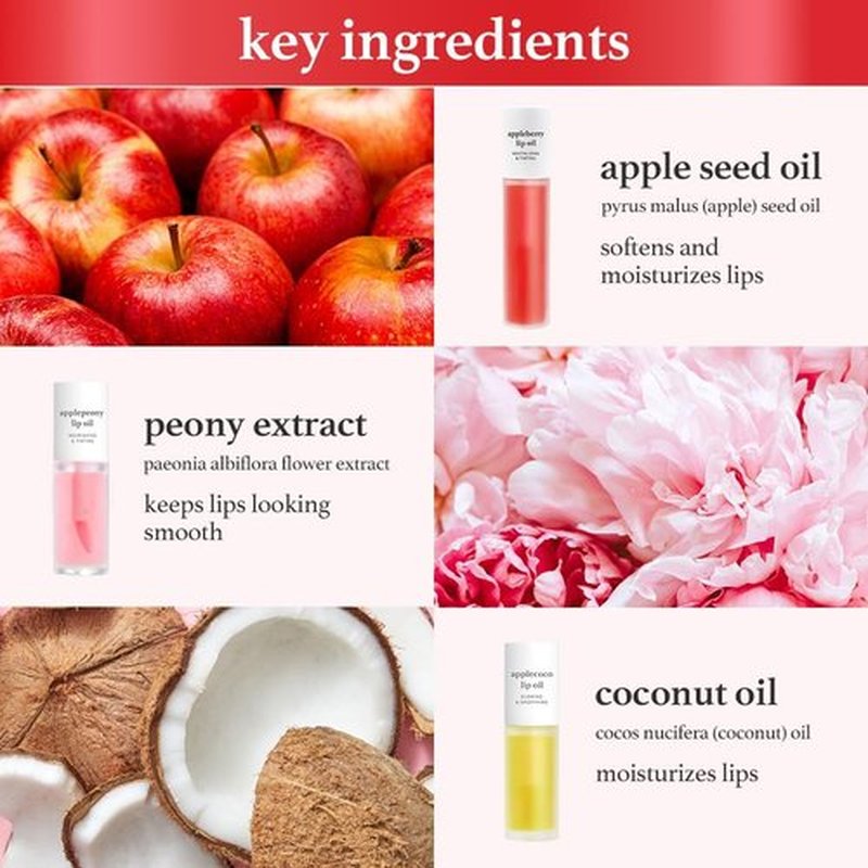 NOONI Korean Vegan Lip Oil Gift Set - Limited Edition | Lip Stain, Long Lasting, Moisturizing, Plumping | Korean Lip Tint, Stocking Stuffers Holiday Gift Sets for Women (Set of 3)
