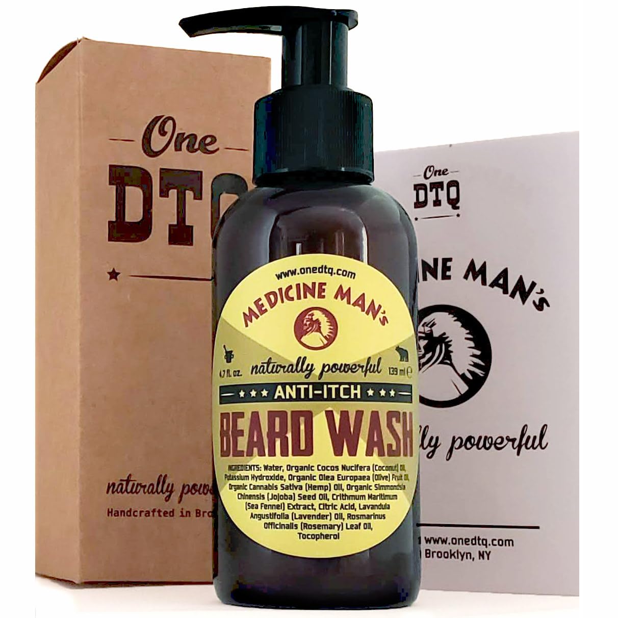 OneDTQ Beard Wash for Itchy Beard & Beardruff – Natural – Soothes, Softens, Deep Cleans – Medicine Man's 4,7 FL OZ