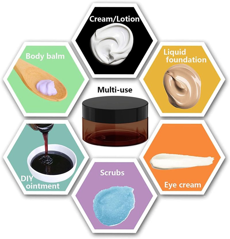 Amber Plastic Cosmetic Jars - Leak Proof Containers for Creams & Lotions | 8 oz, 6 Pack