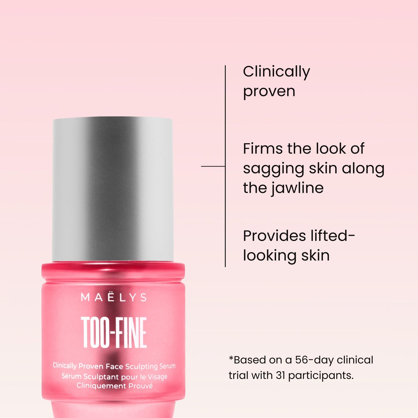 MAËLYS TOO-FINE Firming Anti-Aging Face Serum - Instantly Lifted Look - Glaucine & Bacillus Ferment - Face Tightening Serum Helps Lift Look of Sagging Skin on Jawline, Cheekbones & Under Eyes (15 mL)