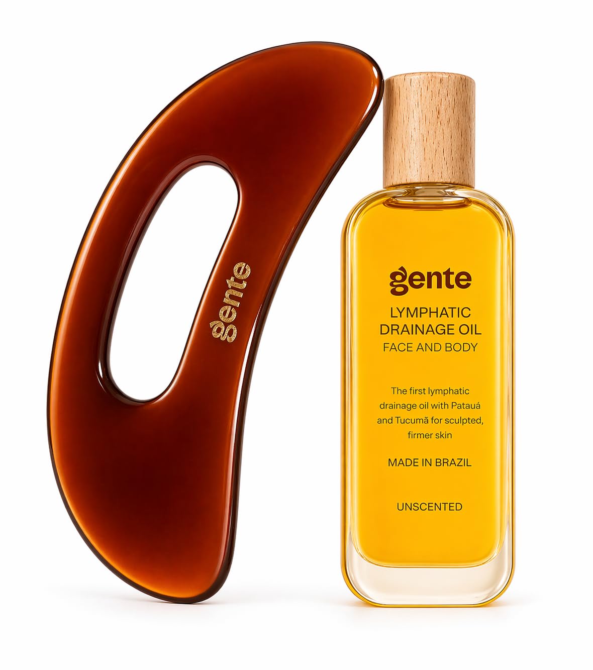 Gente Beauty Body Gua Sha Tool – Lymphatic Drainage Massager for Body Sculpting, Skin Tightening & Cellulite Smoothing – Improves Circulation, Reduces Puffiness & Muscle Tension – Brown