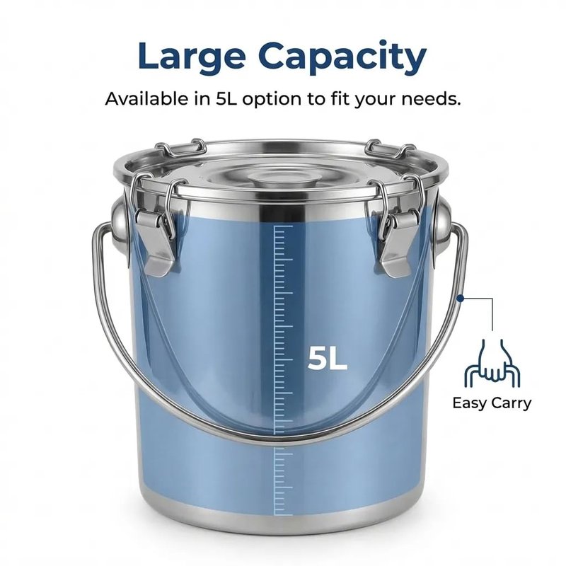 Electric Goat Milker Machine - 5L Food-Grade Stainless Steel, 2 Teat Cups, 5200 mAh Battery | Portable Milking Solution for Farms