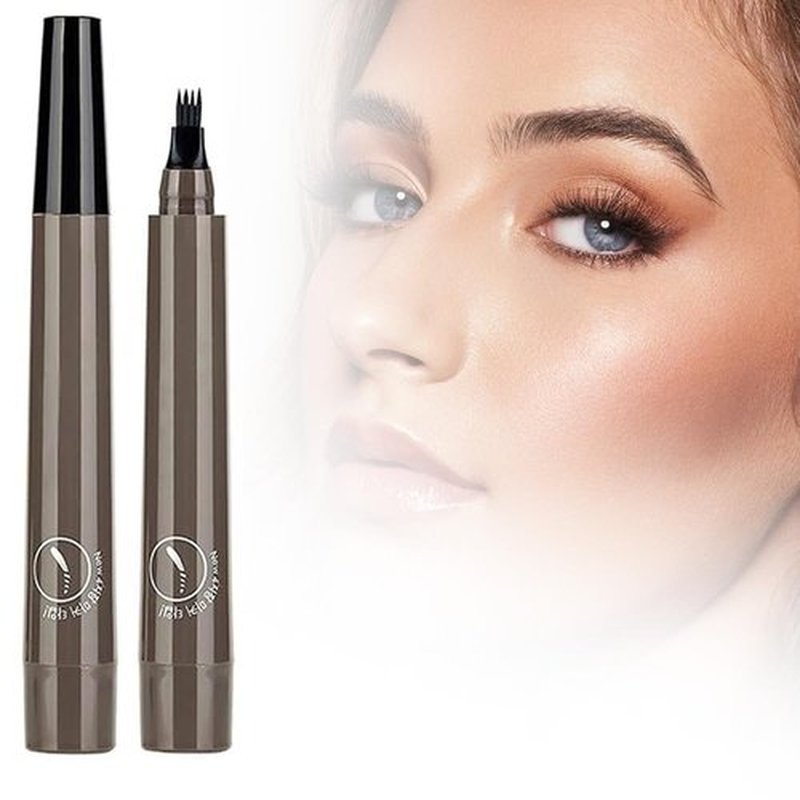 Upgrade 2PCS Magic Eyebrow Pencil, 2025 New 4-Tip Microblade Brow Pen Magic Eyebrow Pen, Waterproof Microblading Eyebrow Pencil Contouring Pen Natural Gap Filling Eyebrow Makeup Brow Pen (Gray Brown)