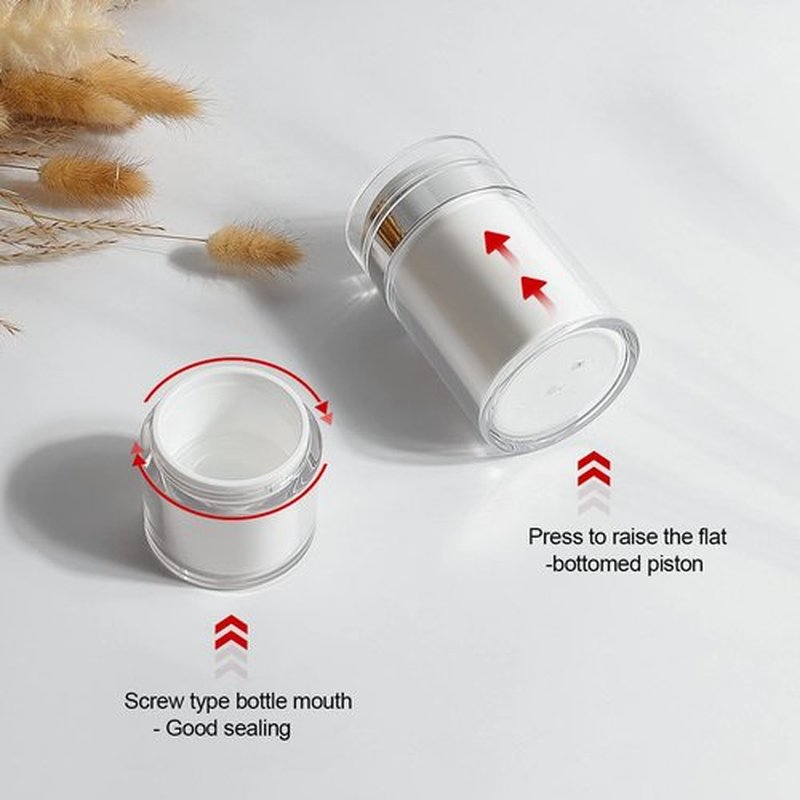 3Pack 50ml Airless Pump Jar - 1.7 Oz Moisturizer Pump Dispenser, Cream Jar Vacuum Bottle - Airless Cosmetic Pump Containers Air Pump Container for Cream, Lotions