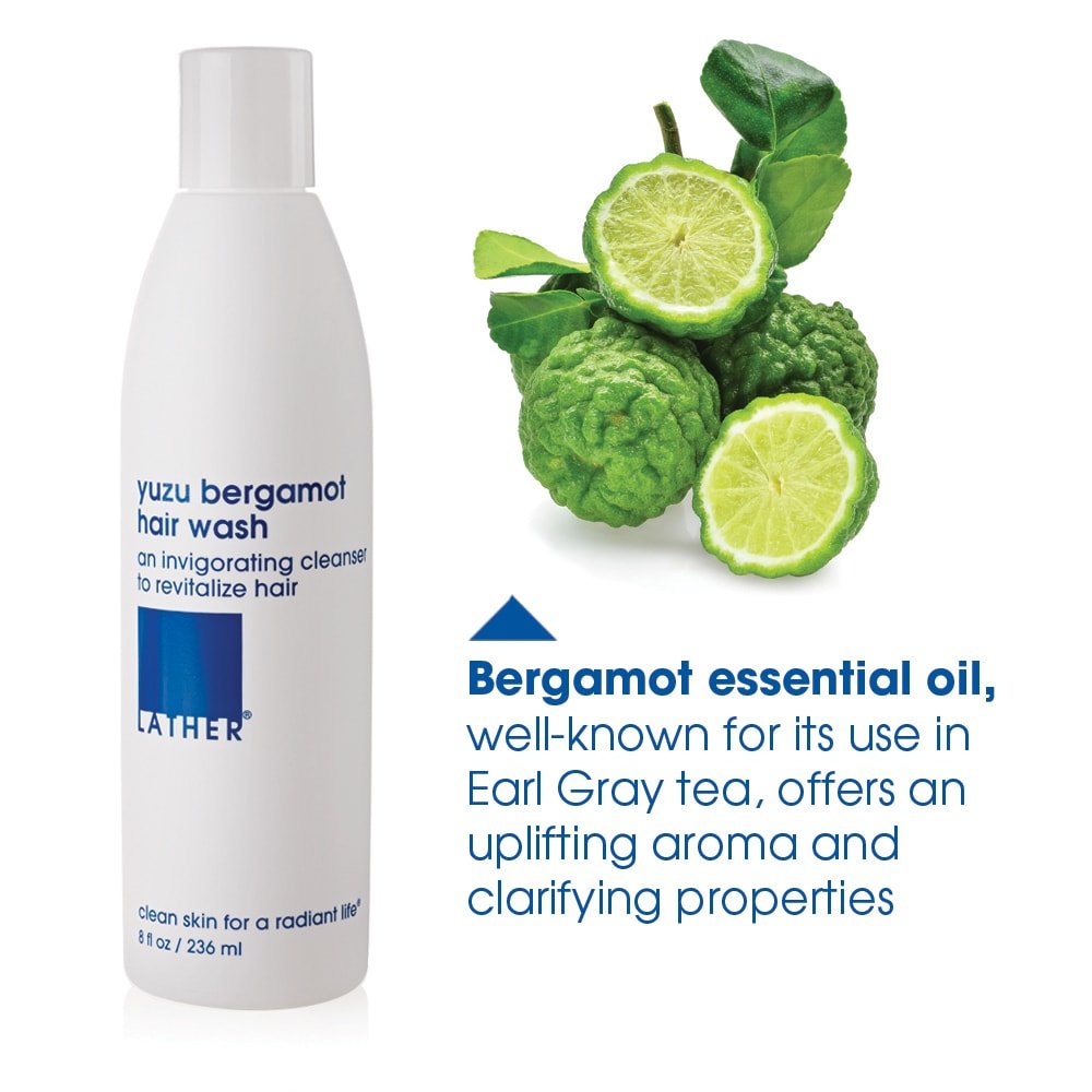 LATHER - Yuzu Bergamot Hair Wash, 8 fl oz - Daily Shampoo & Cleanser - Revitalize Hair - Yuzu, Orange Bergamot, Citrus - Sensitive Skin Safe - Hotel Approved - Vegan, Cruelty Free - Beauty & Hair Care