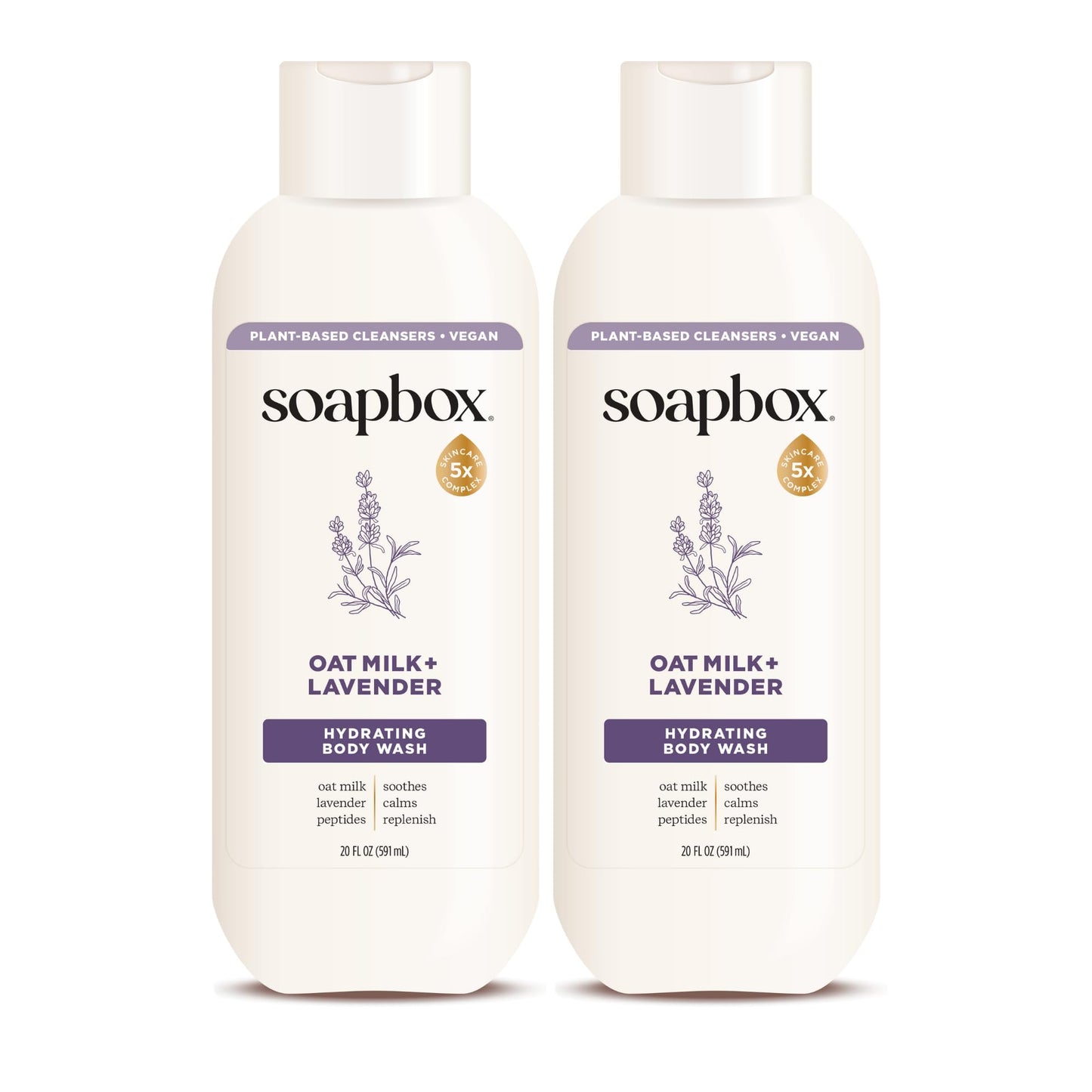 Soapbox Moisturizing Body Wash, Oatmilk & Lavender Shower Gel - Hydrating Natural Body Wash with Shea Butter - Clean Ingredients Free of Harsh Chemicals, Sulfates, Parabens & Silicones - 2 Pack