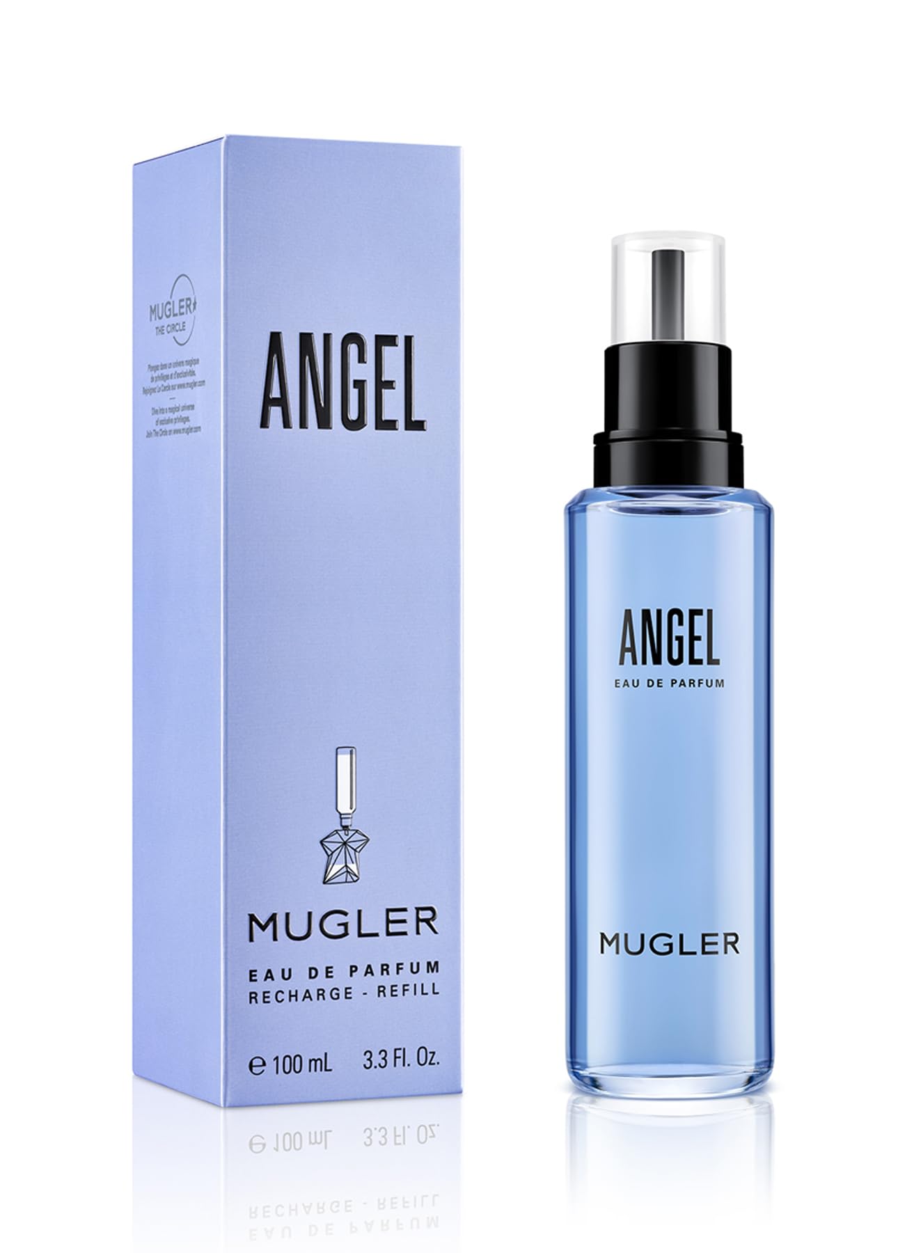 Mugler Angel Refill - Eau de Parfum - Women's Perfume - Ambery & Woody - With Bergamot, Praline, and Patchouli - Long Lasting Fragrance - 3.3 Fl Oz