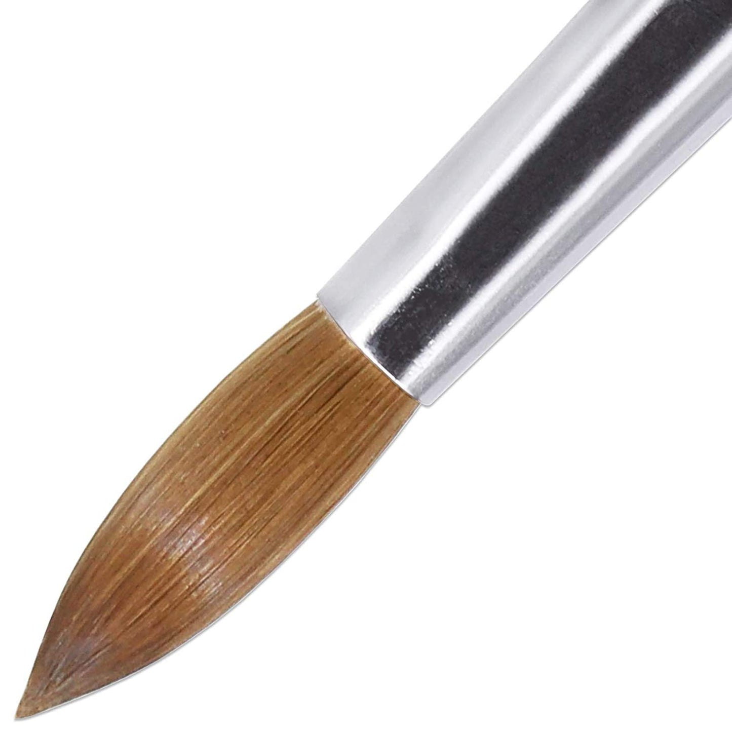 Size 10 PANA Pure Kolinsky Acrylic Nail Brush - Oval Crimped Clear Handle