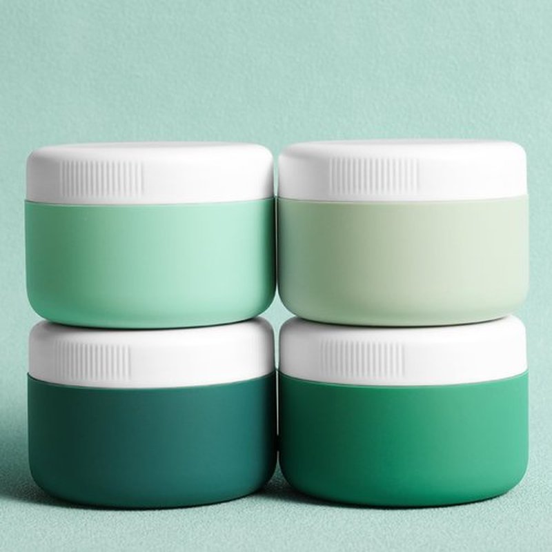 Kuangre Travel Containers for Toiletries, Silicone Cream Jars BPA Free, TSA Approved 2oz Travel Size Containers, Leak-proof Travel Essentials with Lid for Cosmetic Face Hand Body Cream (4 Pack)